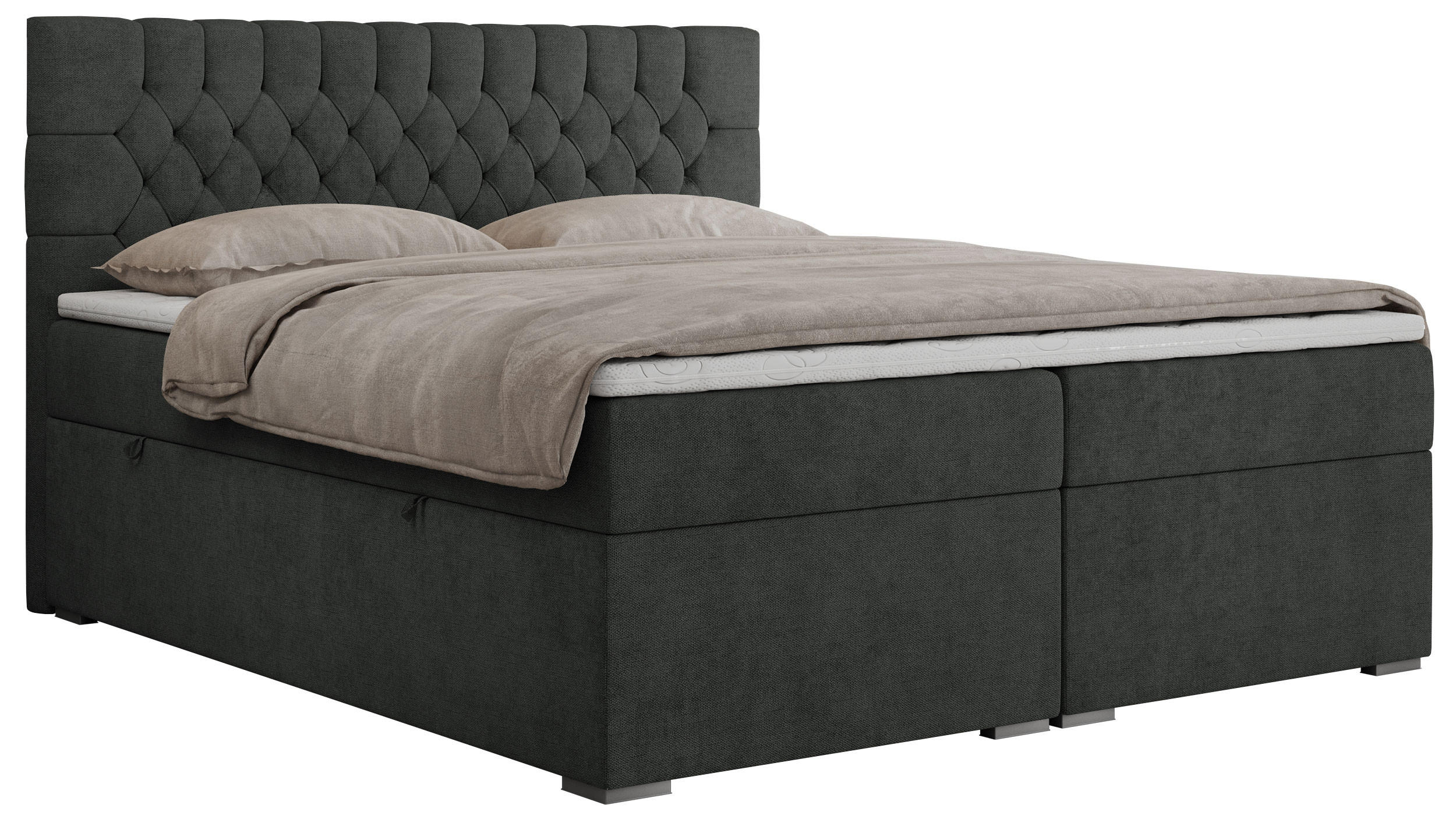 BOXBETT PERA 120/200 Dunkelgrau Struktur - H3 - Dunkelgrau, Holz/Textil (120/200cm) - MKS