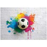 FOTOTAPETE Kinderzimmer Junge Fußball Graffiti 300x210 - Multicolor, Papier (300/210cm) - Wallarena