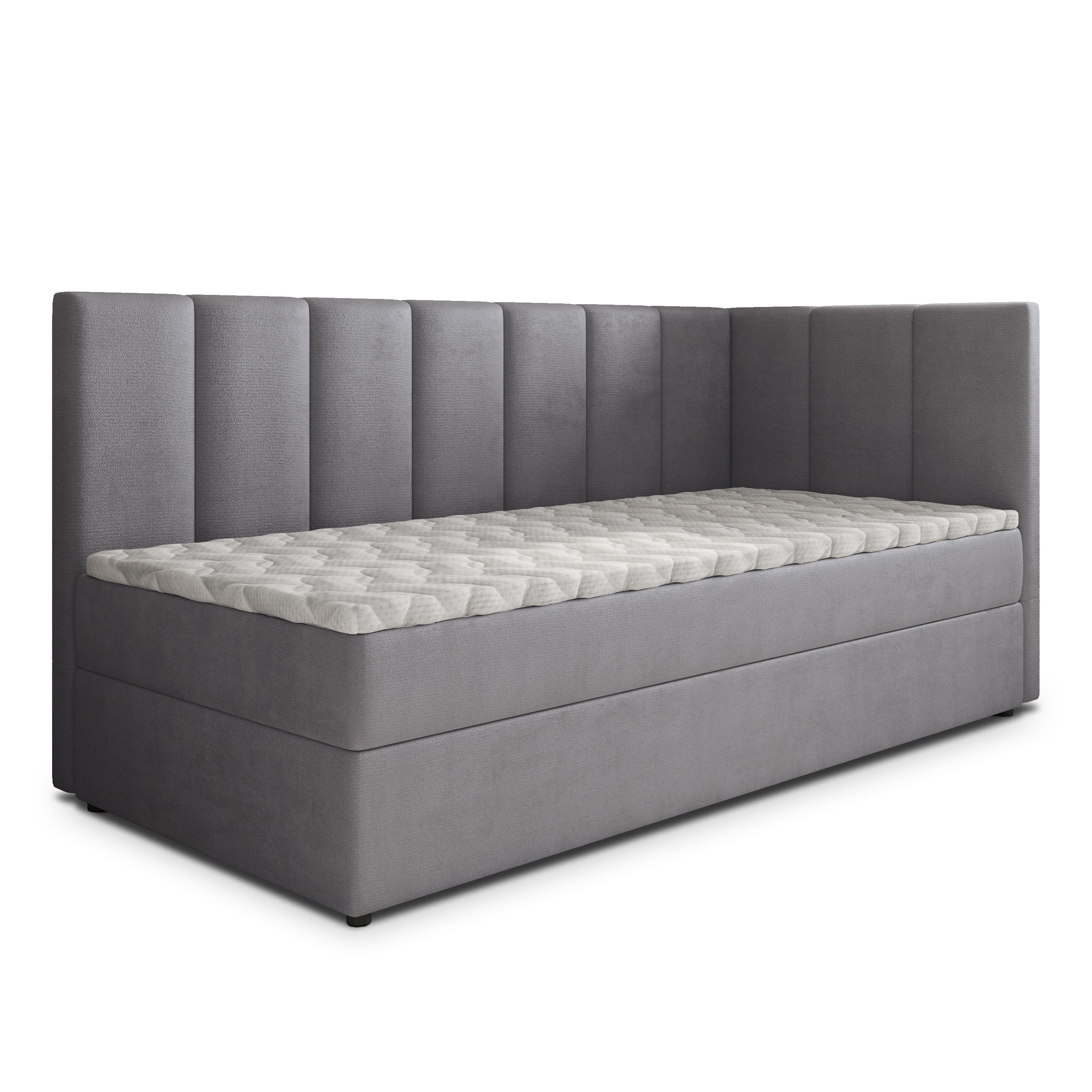 BOXBETT BEVE 80x200 cm mit Matratze und Topper, H2+H3 - Grau - Grau, Holz (80/200cm) - MASSENO