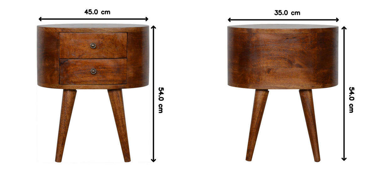 NACHTTISCH Massives Mangoholz mit Kastanienholz-Finish, 54 x 35 x 45 cm - Messingfarben/Braun, Holz/Metall (45/54/35cm) - Artisan Furniture
