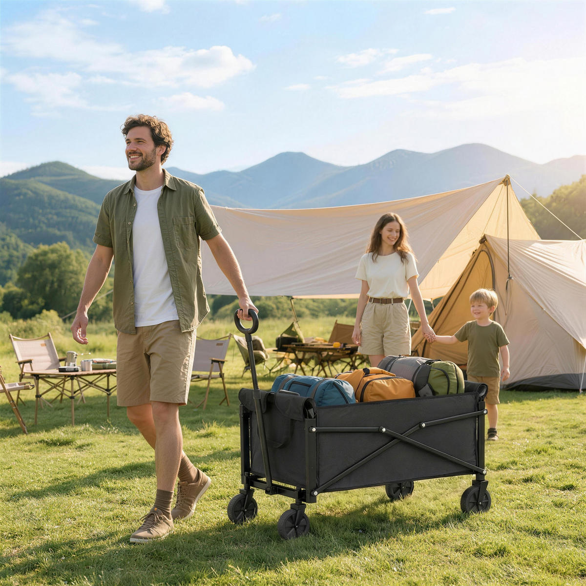 GARTENWAGEN DE-10544 Schwarz - Schwarz, Metall (47.5/92/78cm) - ComfortXL