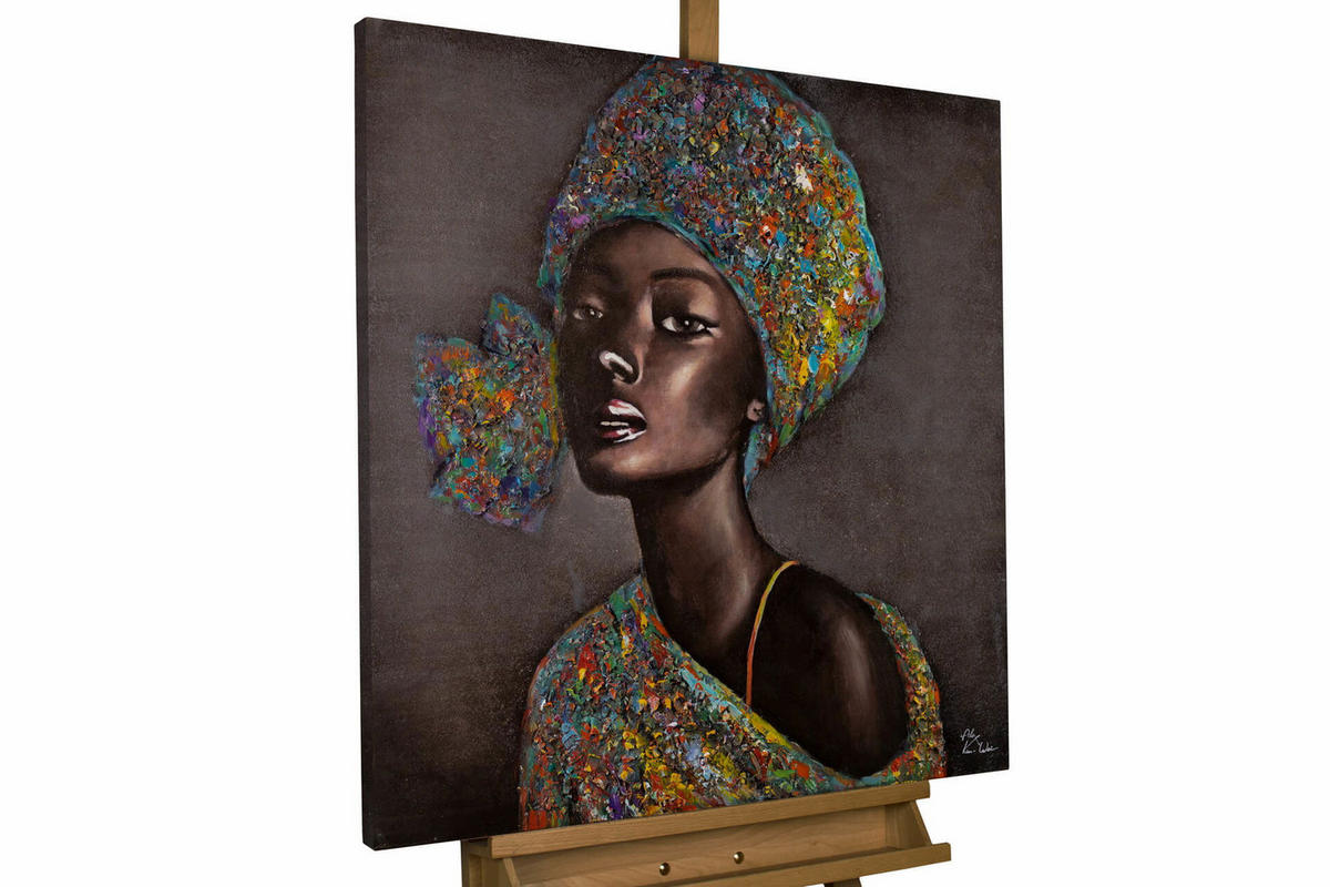 ACRYLBILD HANDGEMALT 80/80 cm - Braun, Holz/Textil (80/80cm) - KUNSTLOFT