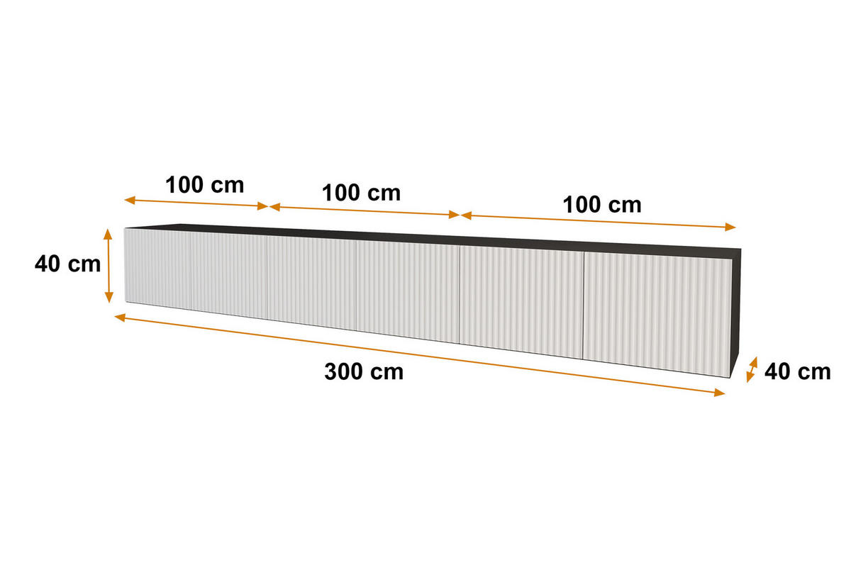 LOWBOARD NOA-2-W 3x100x40x40 cm - Schwarz / Weiß - Weiß, Holzwerkstoff (300/40/40cm) - ALTDECOR