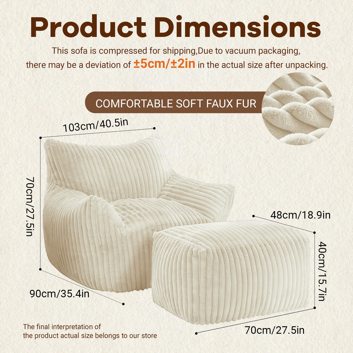 SCHLAFSESSEL mit Ottoman Flannelette White - Weiß, Kunststoff (90/70/103cm) - Beauniv