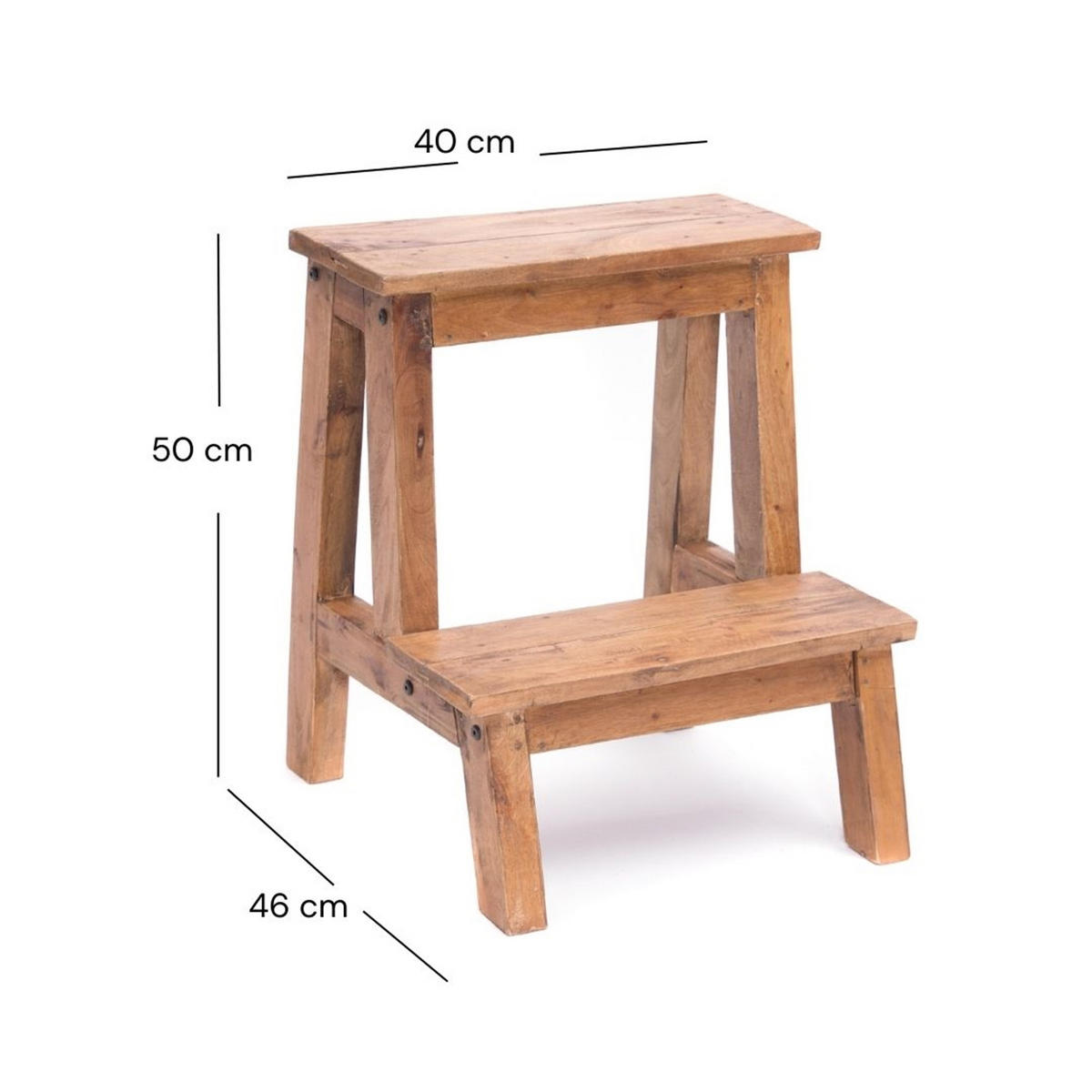 PFLANZENTREPPE Ficus Mahagoni Massivholz, 2 Ebenen naturfarben - Naturfarben, Holz (40/50/46cm) - DESIGN DELIGHTS