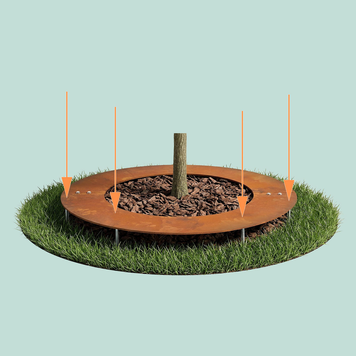 TRÄDRING rostbrun cortenstål 80 cm - Kopparfärgad, Metall (80/0.3/80cm) - Relaxdays