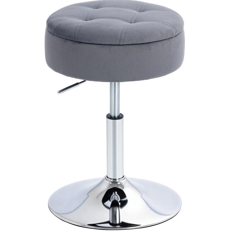 BARHOCKER mit Stauraum drehbar höhenverstellbar 49-65 cm Grau - Grau, Metall (39/65/39cm) - Meubliv