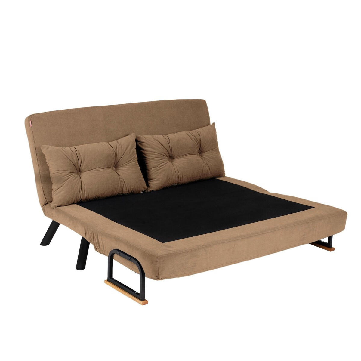 SCHLAFSOFA für 2 Personen mit Stoffbezug und Metallfüßen 133/50/41 cm - Taupe, Metall (50/41/133cm) - Calicosy