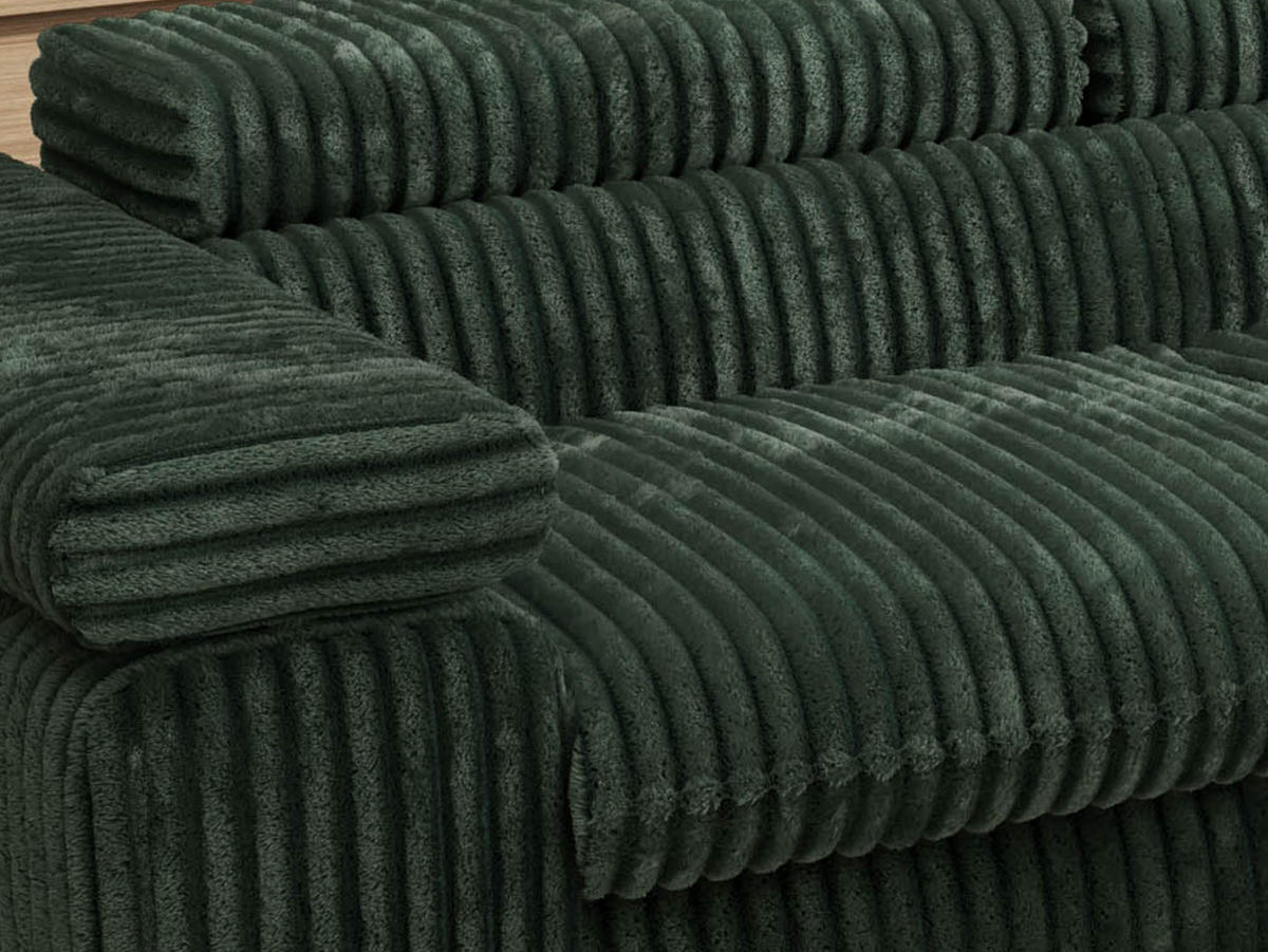 ECKSOFA PABLO L Grün Cord - Rechts Seite mit Visco Topper - Schwarz/Grün, Textil/Metall (273/208cm) - MKS