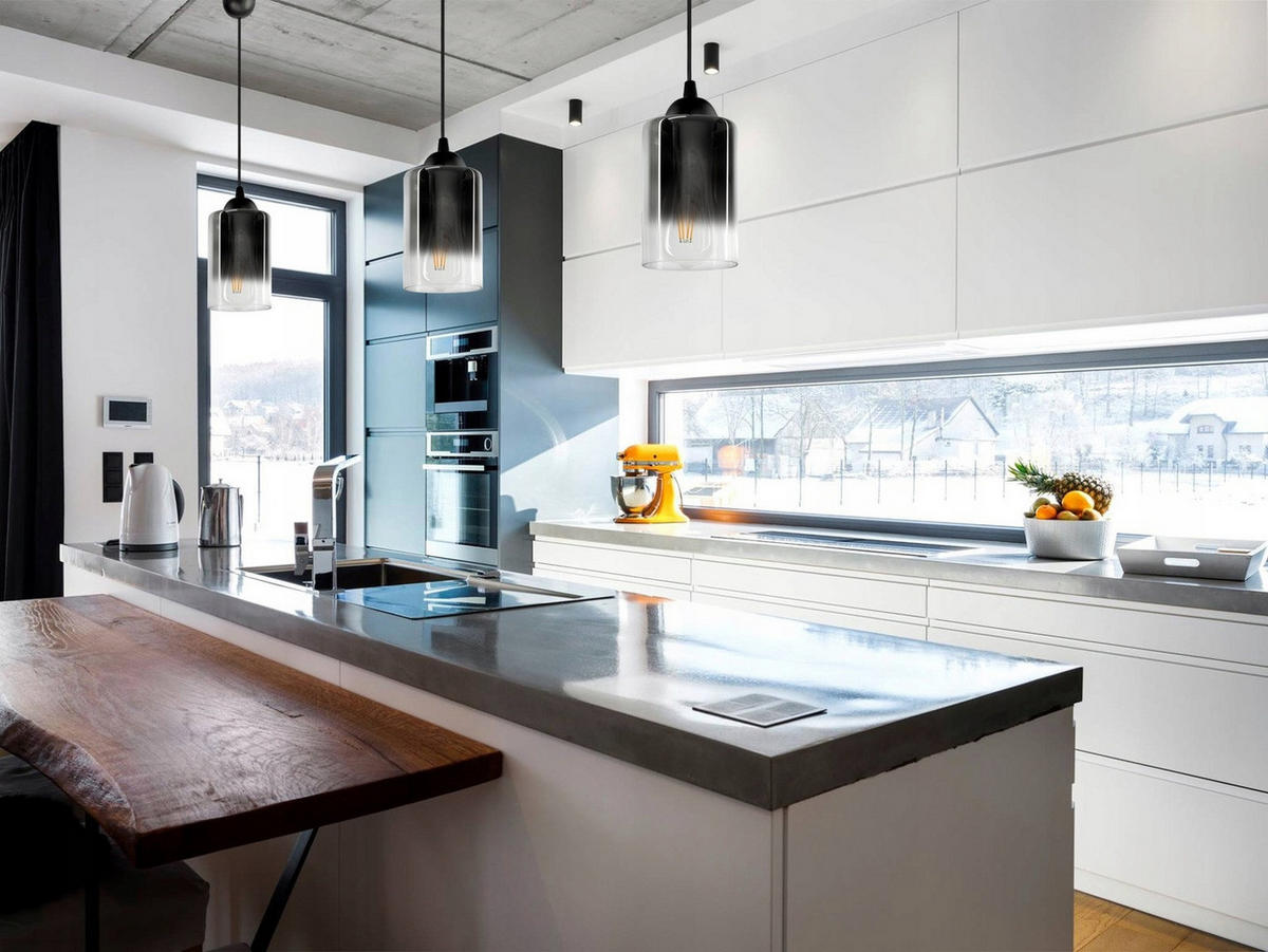 PENDELLEUCHTE GRAF - Transparent/Anthrazit, Glas/Metall (10/10/80cm) - kiki design