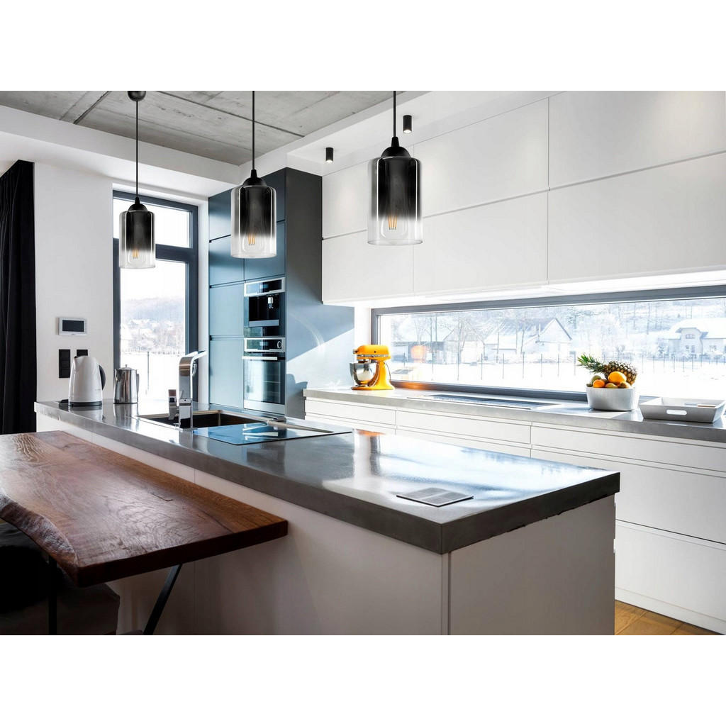 Thumbnail - kiki design Pendelleuchte, Schwarz, Transparent, Anthrazit, Metall, Glas, 10x80x10 cm, Lampen & Leuchten, Innenbeleuchtu...