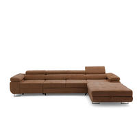 ECKSOFA ALONZO MAXI Rechts mit Schlaffunktion 125x195 Chenille Braun - Chromfarben/Braun, Holz/Textil (350/203cm) - Muffo