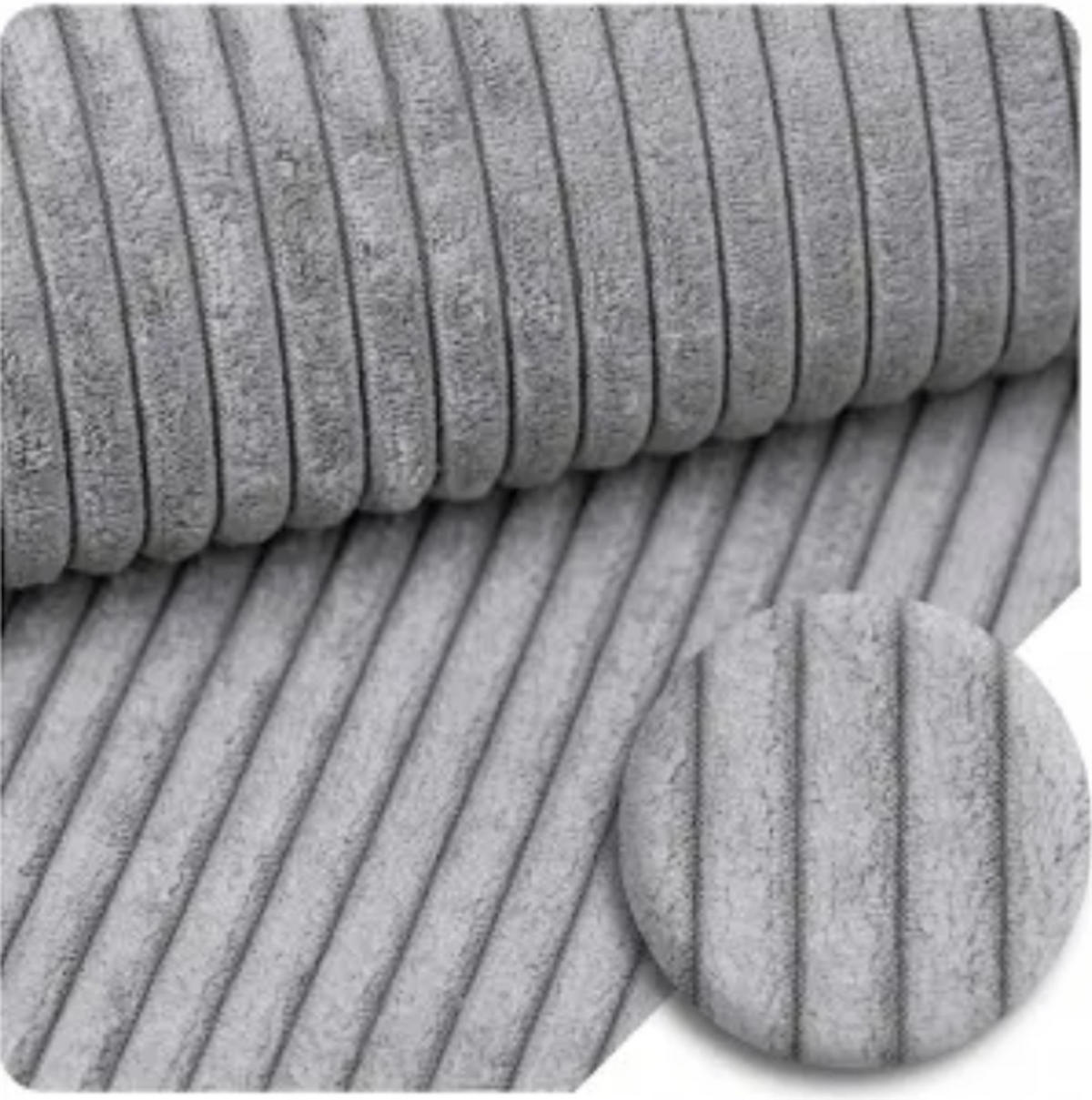 ECKSOFA Cord 300 x 200 cm Grau mit Schlaffunktion - Grau, Textil (300/200cm) - SURB