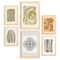 POSTER Set Mit 6 Drucken Von Linien In Der Sammlung Von Ethnischenen Ästhetische Dekorative Für Zuhause Wandkunstdruck A3 & A4 Rahmen Aus Hellem Holz - Beige, Papier (29/3cm) - Nacnic