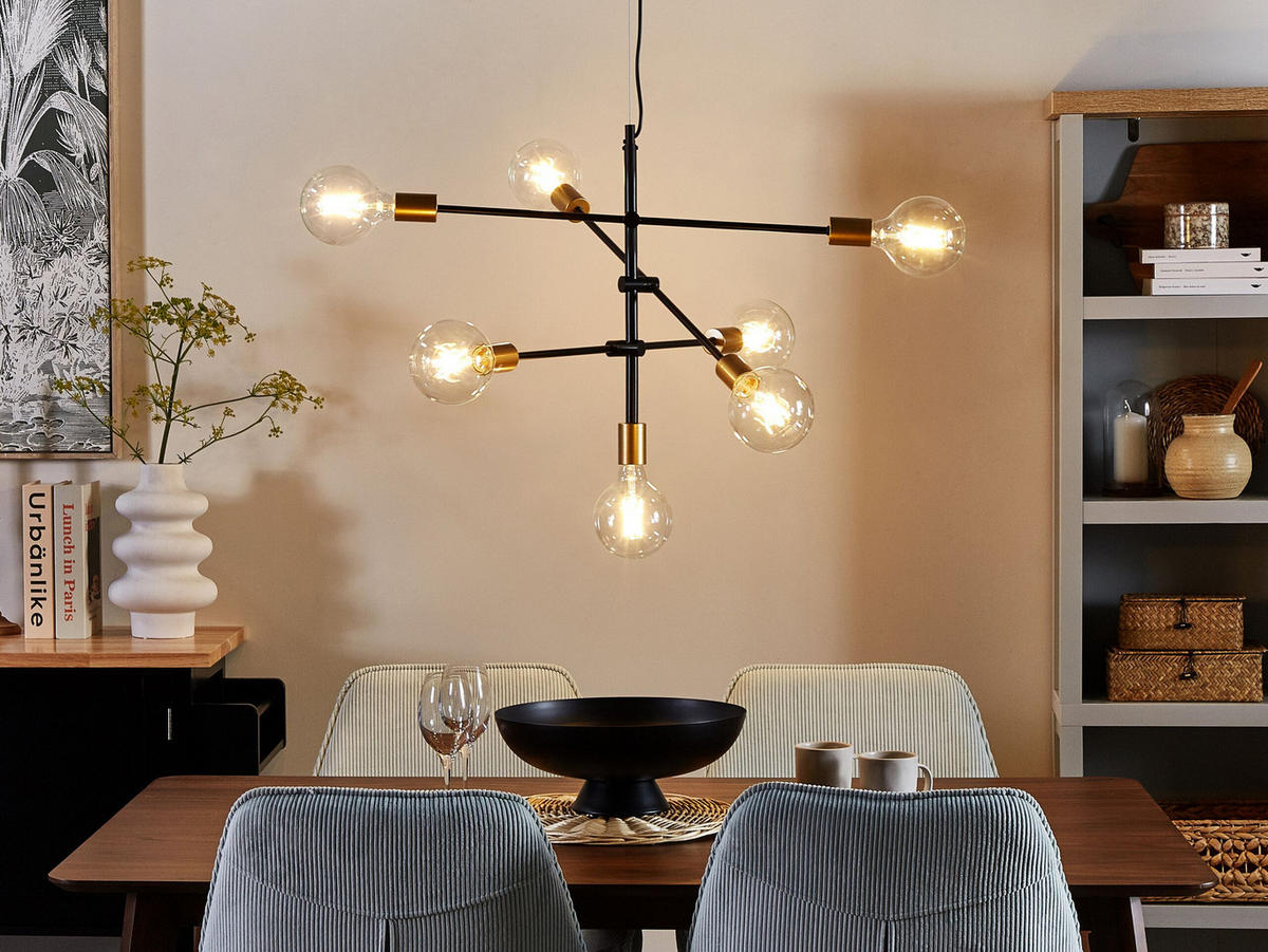 HÄNGELEUCHTE Cremera 74/52/126 cm - Schwarz, Metall (74/52/126cm) - Beliani