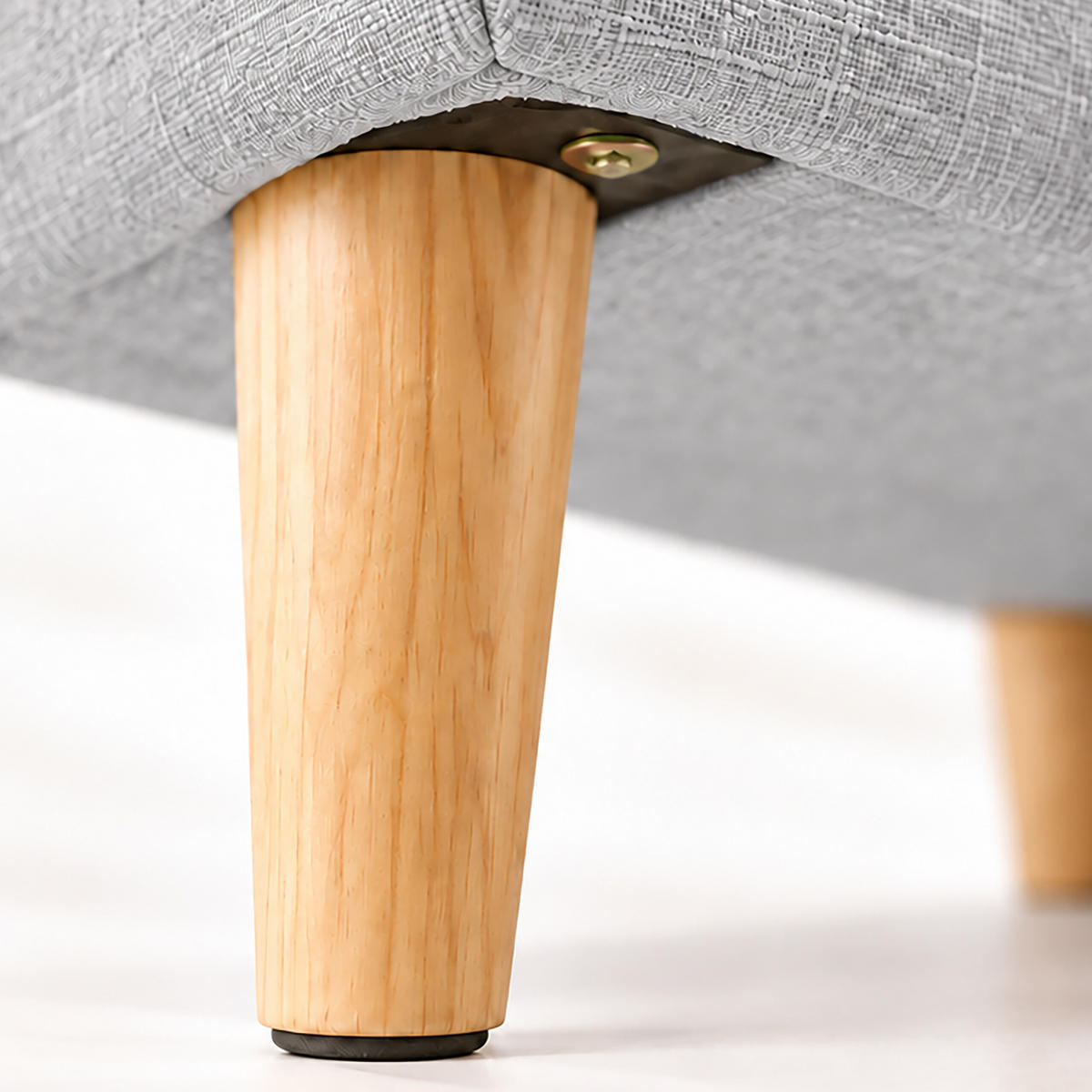 FUSSHOCKER Hellgrau gepolstert Holzfüße - Grau, Holz/Textil (61/42/41cm) - Relaxdays
