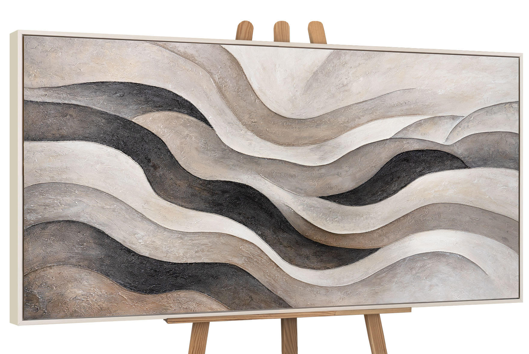 GEMÄLDE Sandwellen Schattenfugenrahmen Beige 140x70 cm - Beige, Holz (140/70cm) - YS-art gallery
