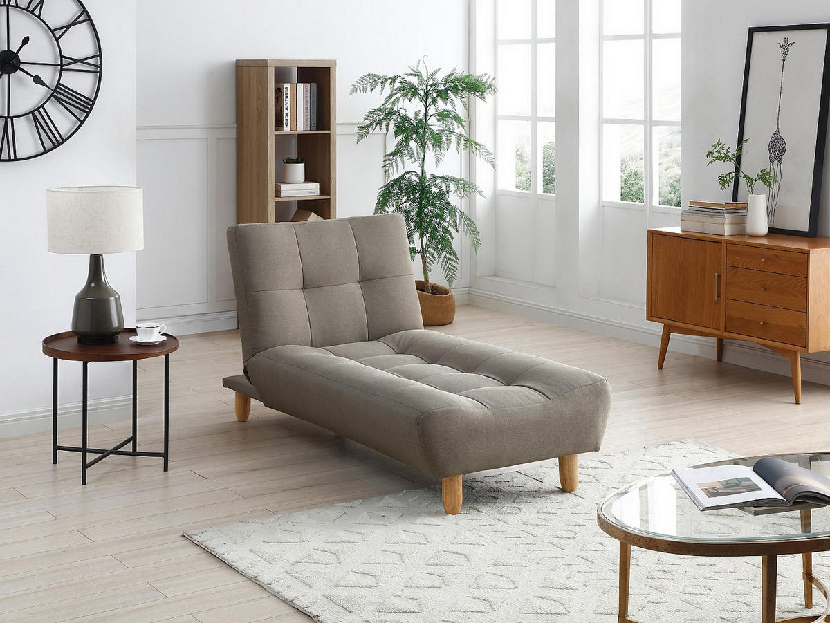 RECAMIERE ausklappbar - Stoff - Taupe - ESTEBAN - Taupe, Textil (84/87/165cm) - Vente-Unique