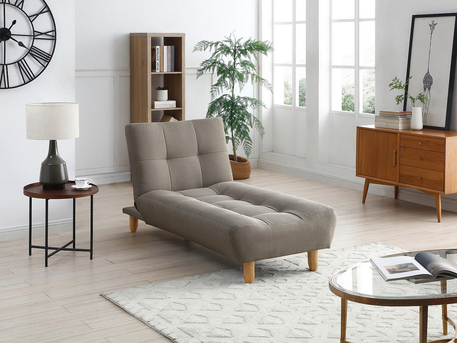 Thumbnail - Vente-Unique Recamiere, Taupe, Textil, Uni, 1-Sitzer, 84x87x165 cm, Wohnzimmer, Sessel, Relaxliegen