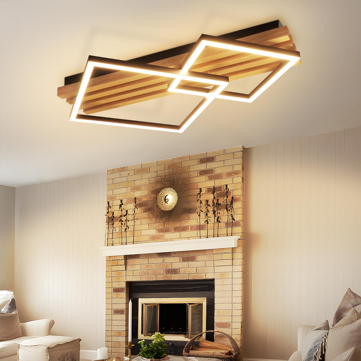 LED-DECKENLEUCHTE Wolfy 41.6/8.8/56.6 cm - Dunkelbraun, Metall (56.6/41.6/8.8cm) - ZMH