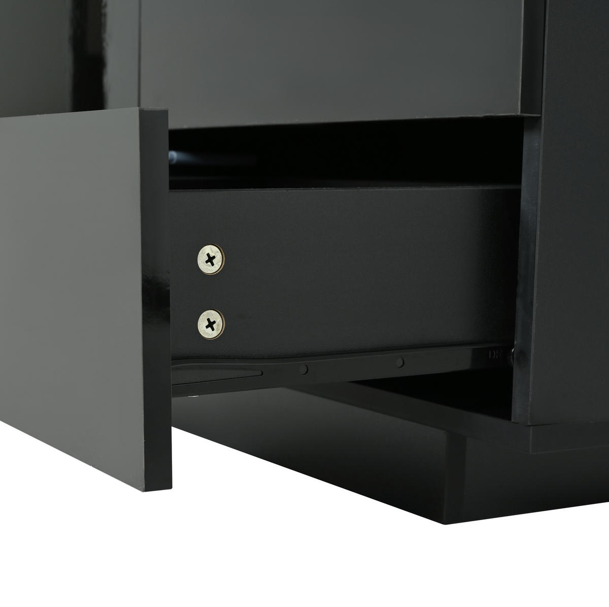 SIDEBOARD mit LED 140 x 35 x 72,5 cm Schwarz 2 Türen 3 Schubladen - Schwarz, Holzwerkstoff (140/72/38cm) - Meubliv