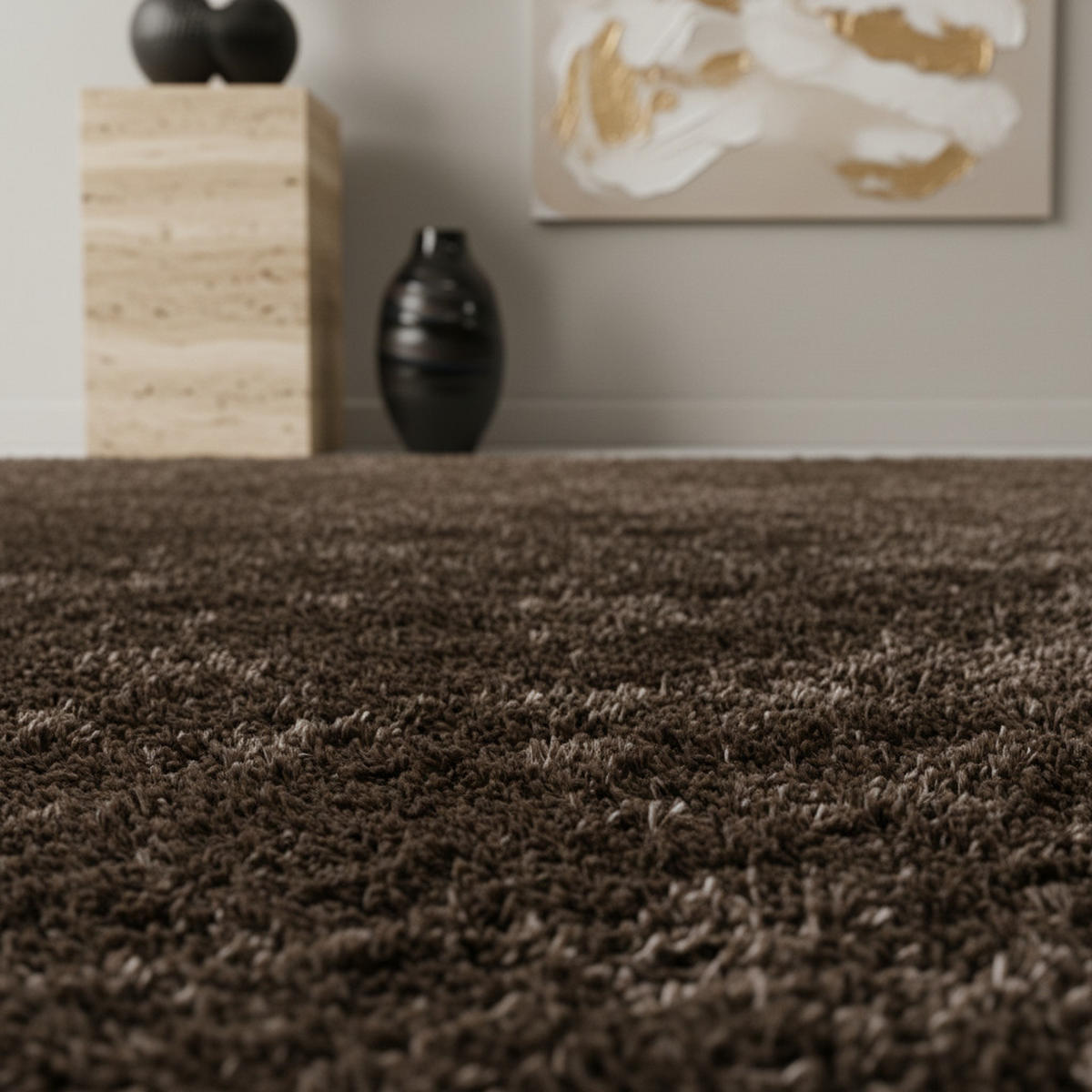 HOCHFLORTEPPICH Shaggy Uni Kuschelig Waschbar Wohnzimmer Strapazierfähig Braun 60x110 cm – SALZACH - Braun, Textil (110/60cm) - KADIMA DESIGN