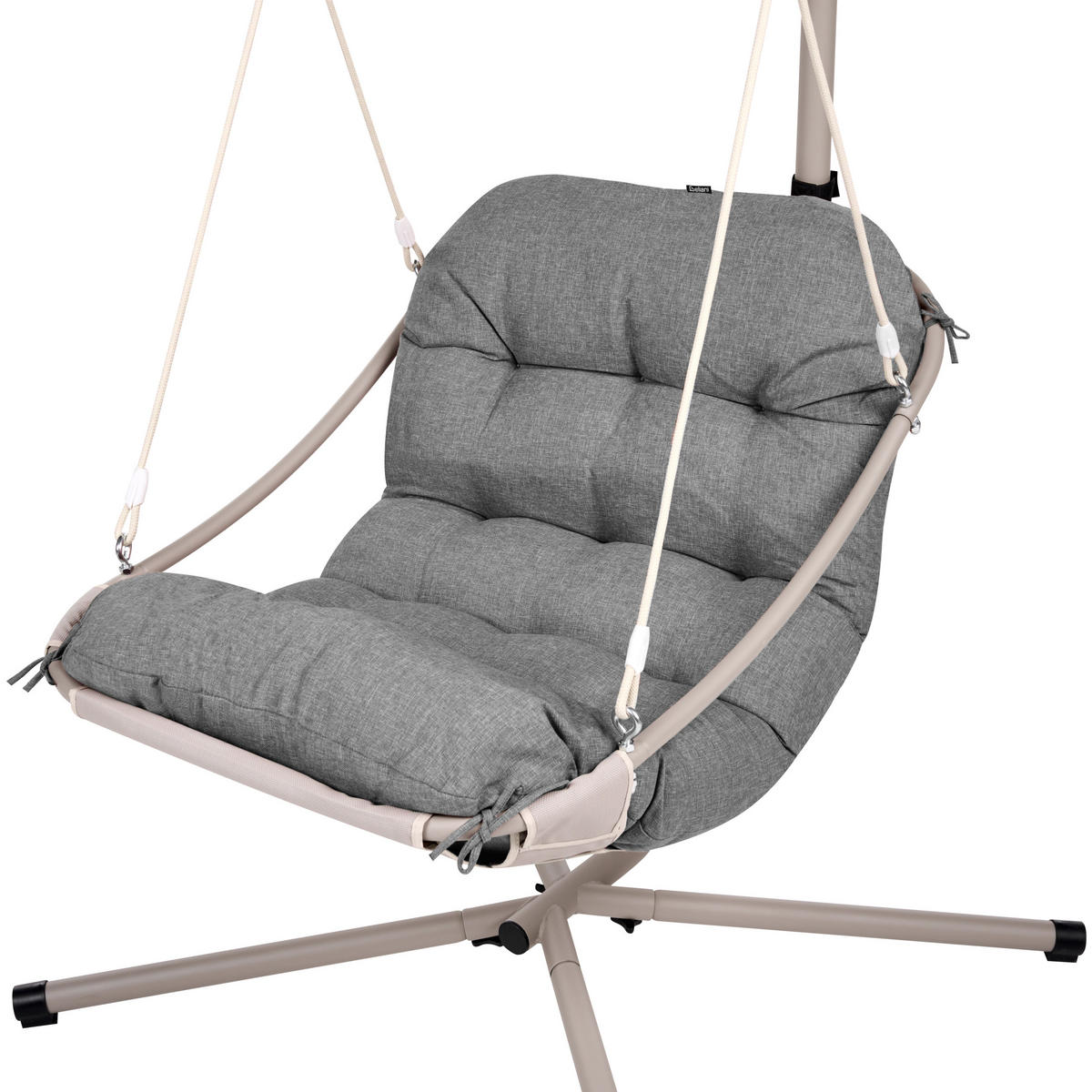 FOTOLIU SUSPENDAT cu cadru metal gri Alghero - bej/gri închis, material textil (109/195/101cm) - Beliani