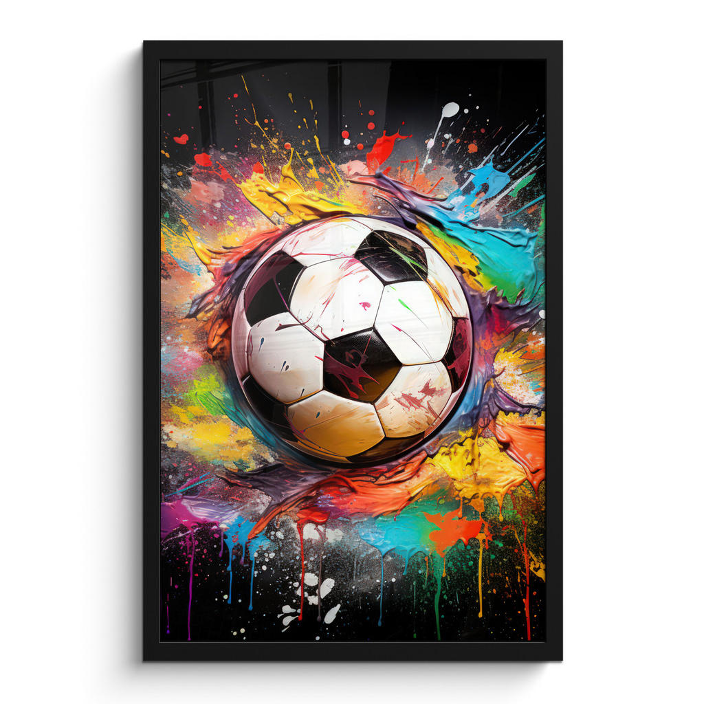 MuchoWow PLAKÁT V RÁMU Fotbal - barva - barvy - černá - bílá 40x60 cm
