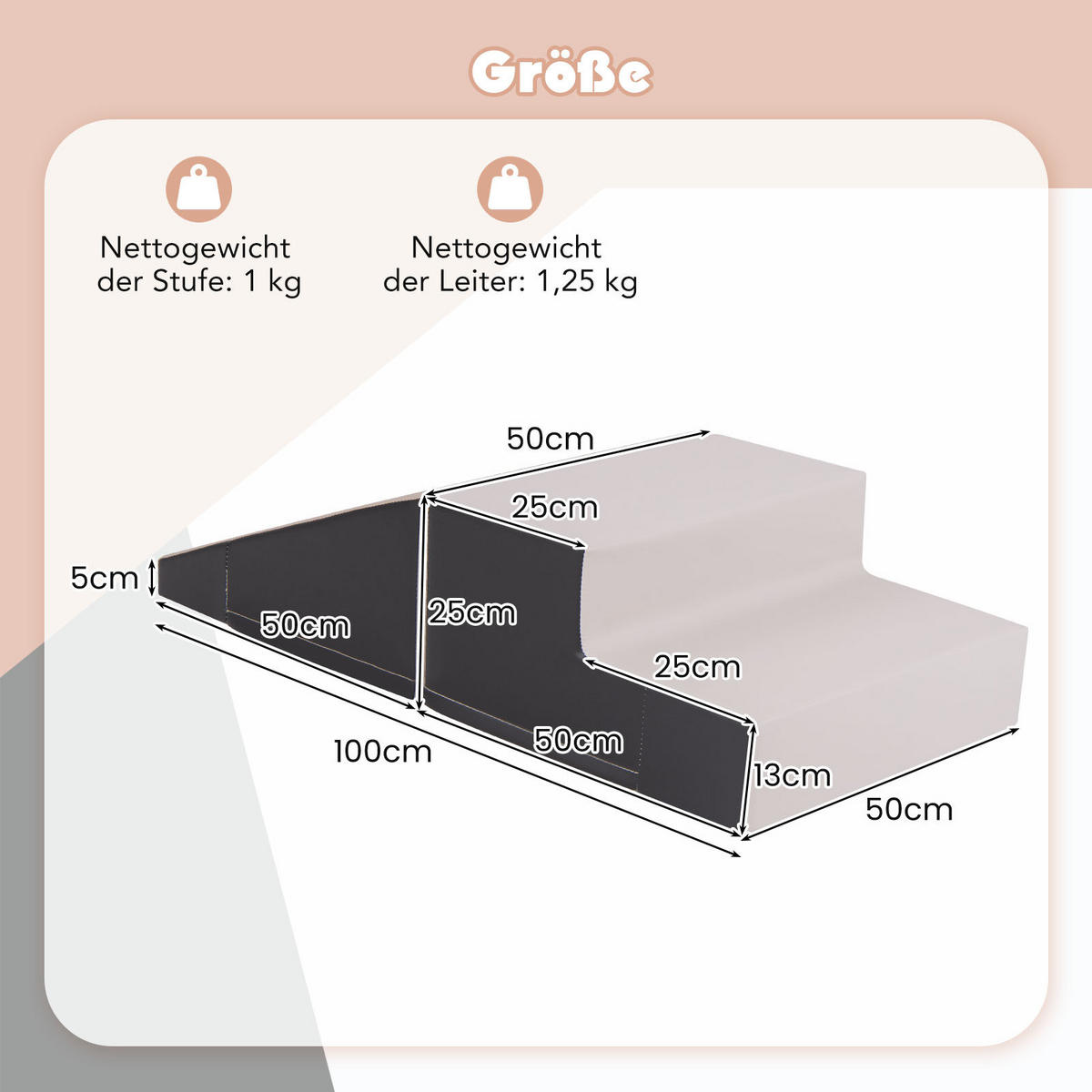 SOFTBAUSTEINE Grau (2er-Set) - Grau, Kunststoff (50/25/100cm) - COSTWAY