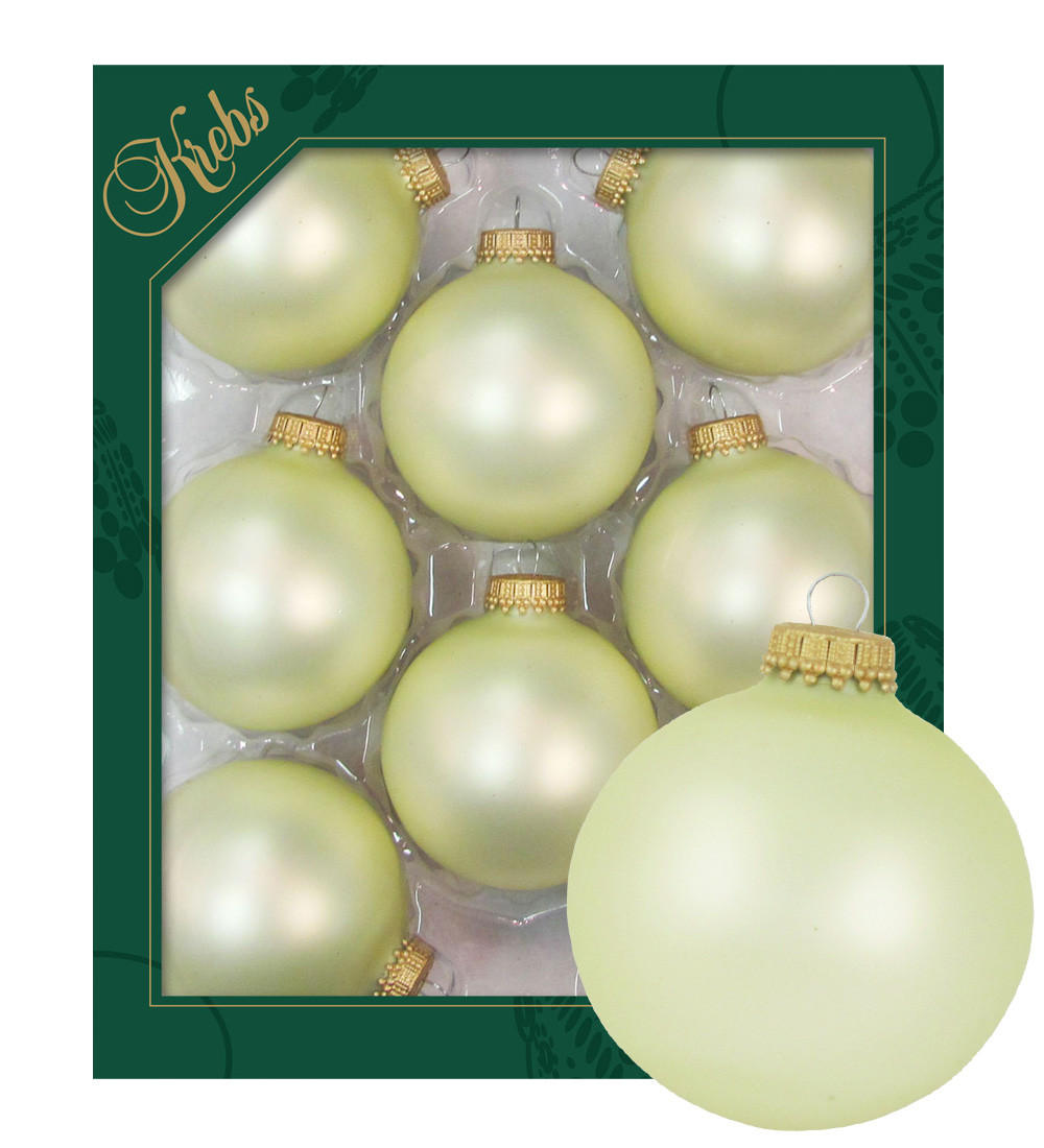 CHRISTBAUMKUGELN Uni-Design Elara Beige 7cm (Glas / 8 Stk.) - Beige, Glas (6/7/6cm) - Krebs Glas Lauscha
