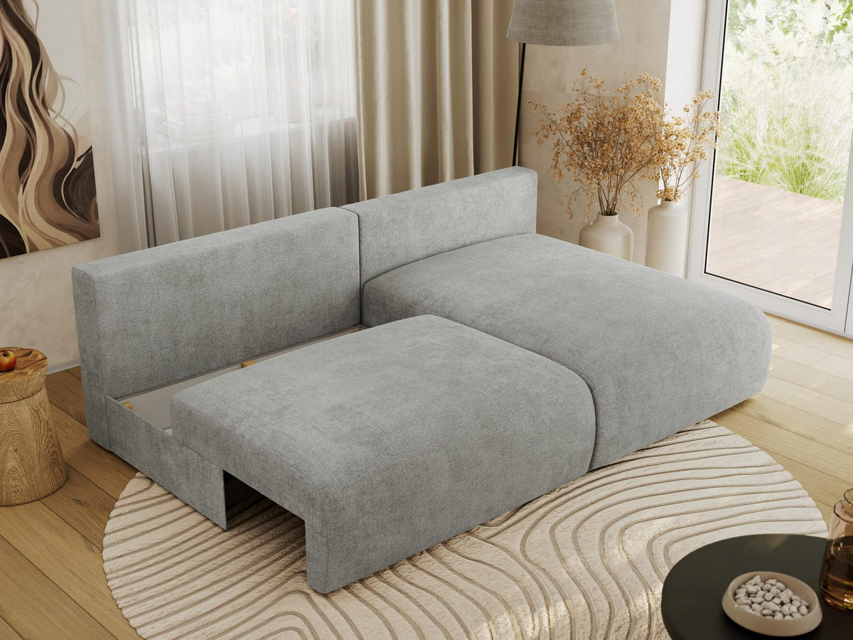 ECKSCHLAFSOFA VIVO L Hellgrau Struktur - rechts - Hellgrau/Schwarz, Kunststoff/Textil (150/223cm) - MKS