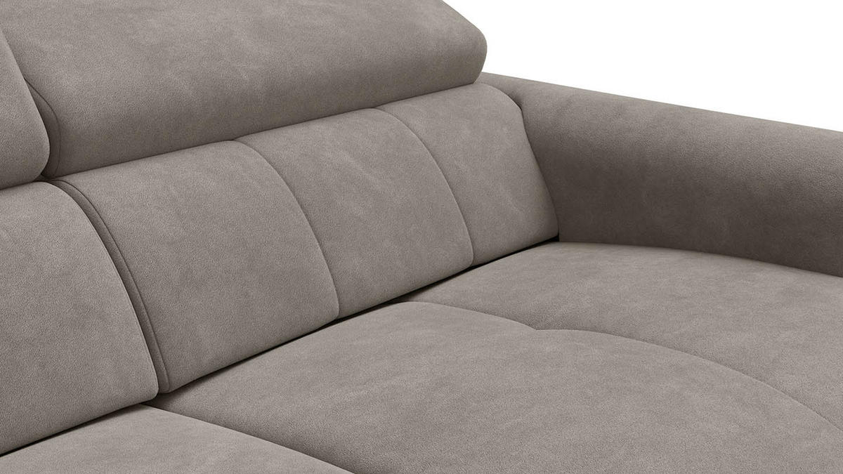 RELAXSOFA RODEN 3-Sitzer mit 2 Relax, beige, Veloursstoff - Beige, Holz/Textil (194/82/103cm) - Wozimo