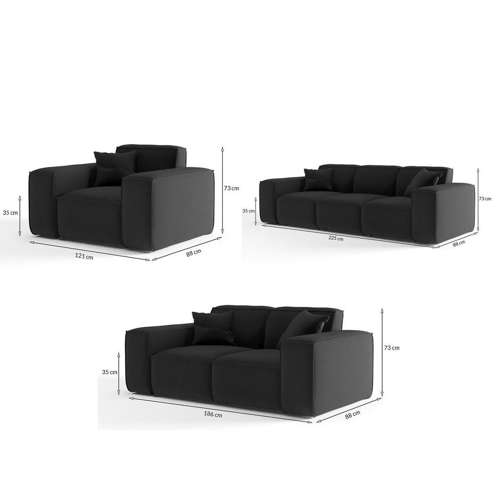Thumbnail - Fun Möbel Sofaset, Taupe, Textil, 225x73x88 cm, Wohnzimmer, Sofas & Couches, Sitzgarnituren