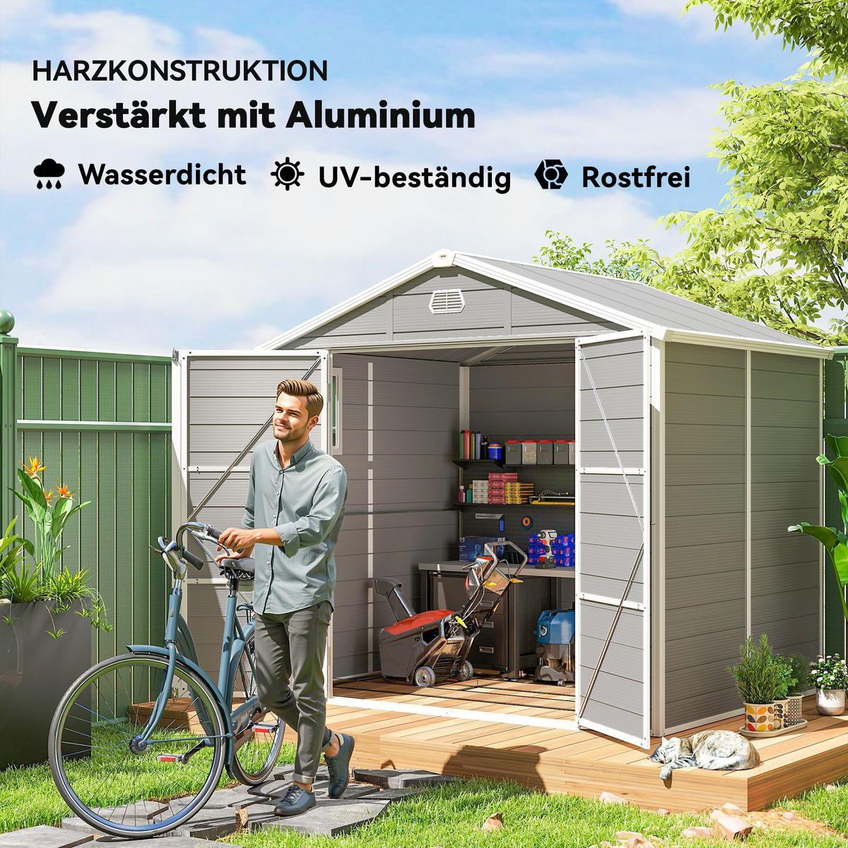GERÄTEHAUS, Satteldach, 4,1m², 240x190x180/228cm, Gartenhaus - Multicolor, Kunststoff (190/228/240cm) - FORIOUS