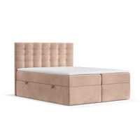 BOXBETT Sansa Korallenfarbe 120/200 cm mit Taschenmatratze und Topper - Koralle/Schwarz, Holz/Holzwerkstoff (120/200cm) - Maison de Reve