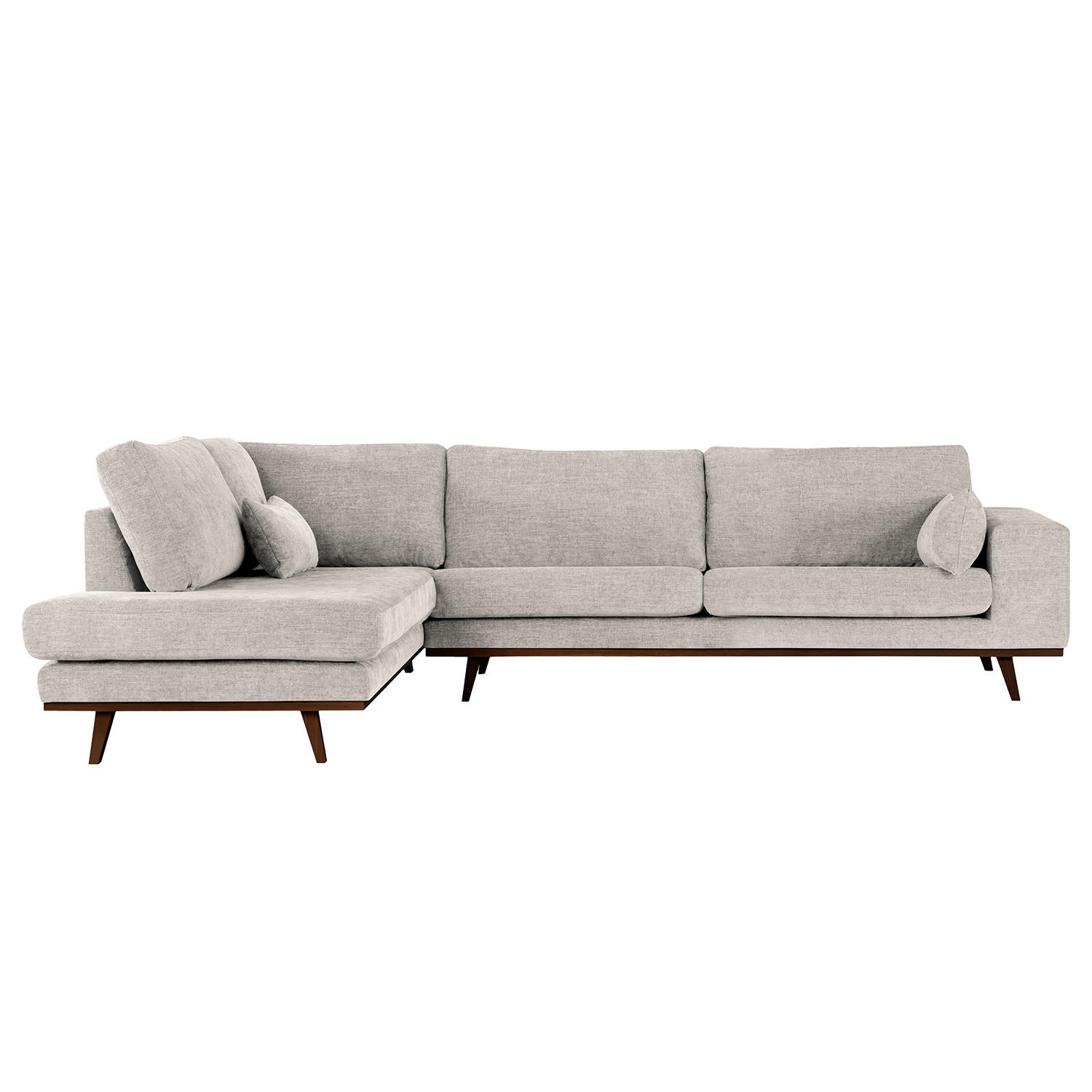 ECKSOFA mit Ottomane - Buchefarben/Grau, Textil (287/219cm) - home24