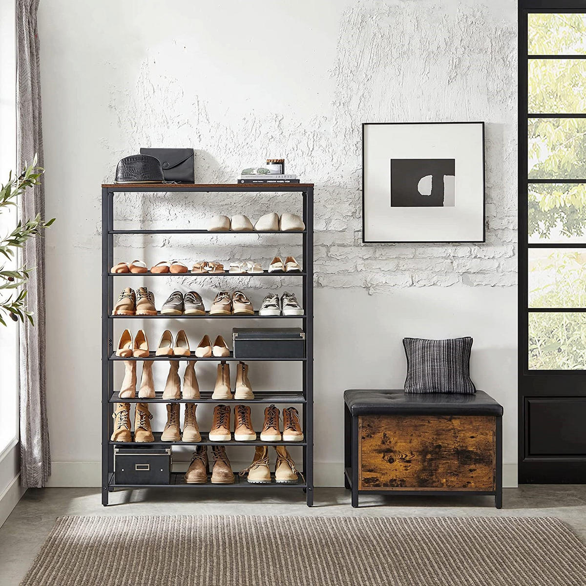 SCHUHREGAL - Braun, Holzwerkstoff (30/152/100cm) - Hansiro