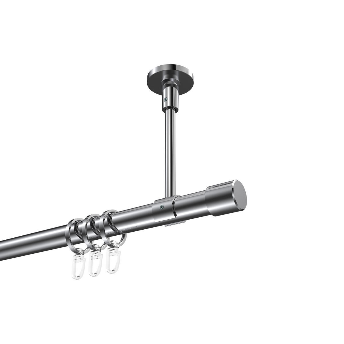GARDINENSTANGEN-SET Sonette Santo 180 cm, 1-läufig, 20 mm Ø Chrom - Chromfarben, Metall (180cm) - INTERDECO