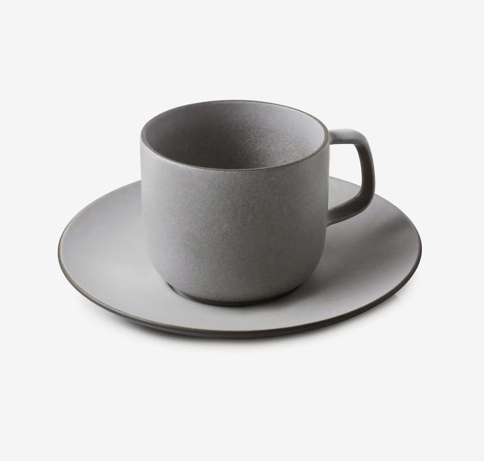 TEETASSE MIT UNTERTASSE EQUINOXE 200 ml Pfeffer - Hellgrau, Keramik (0.2L) - Revol Porcelaine France