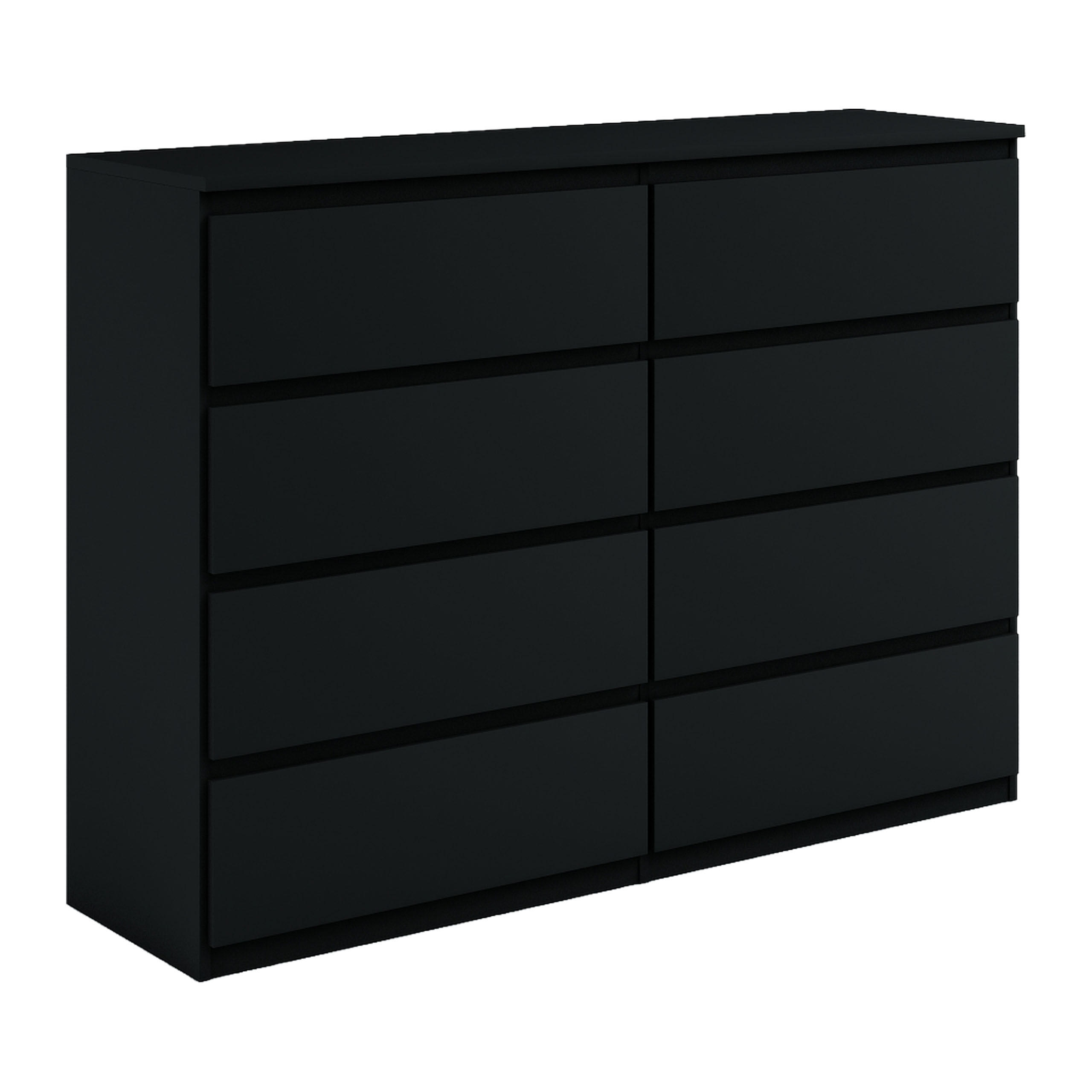 KOMMODE NUDO 138,5/101,5/39cm mit 8 Schubladen Türen Schwarz - Schwarz, Holzwerkstoff (138.5/101.5/39cm) - MASSENO