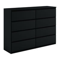 KOMMODE NUDO 138,5/101,5/39cm mit 8 Schubladen Türen Schwarz - Schwarz, Holzwerkstoff (138.5/101.5/39cm) - MASSENO
