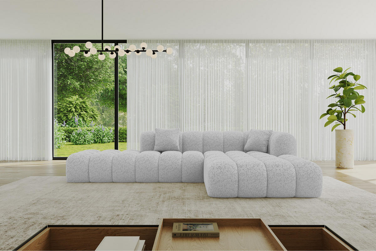 ECKSOFA Ottomane Rechts OLEA-L2 - 289x176x71 cm Grau - Schwarz/Grau, Holzwerkstoff/Kunststoff (289/176cm)