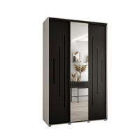 SCHWEBETÜRENSCHRANK 235,2/150/60 3-türig - Schwarz/Weiß, Holz/Metall (150/235/60cm) - Abiks Möbel