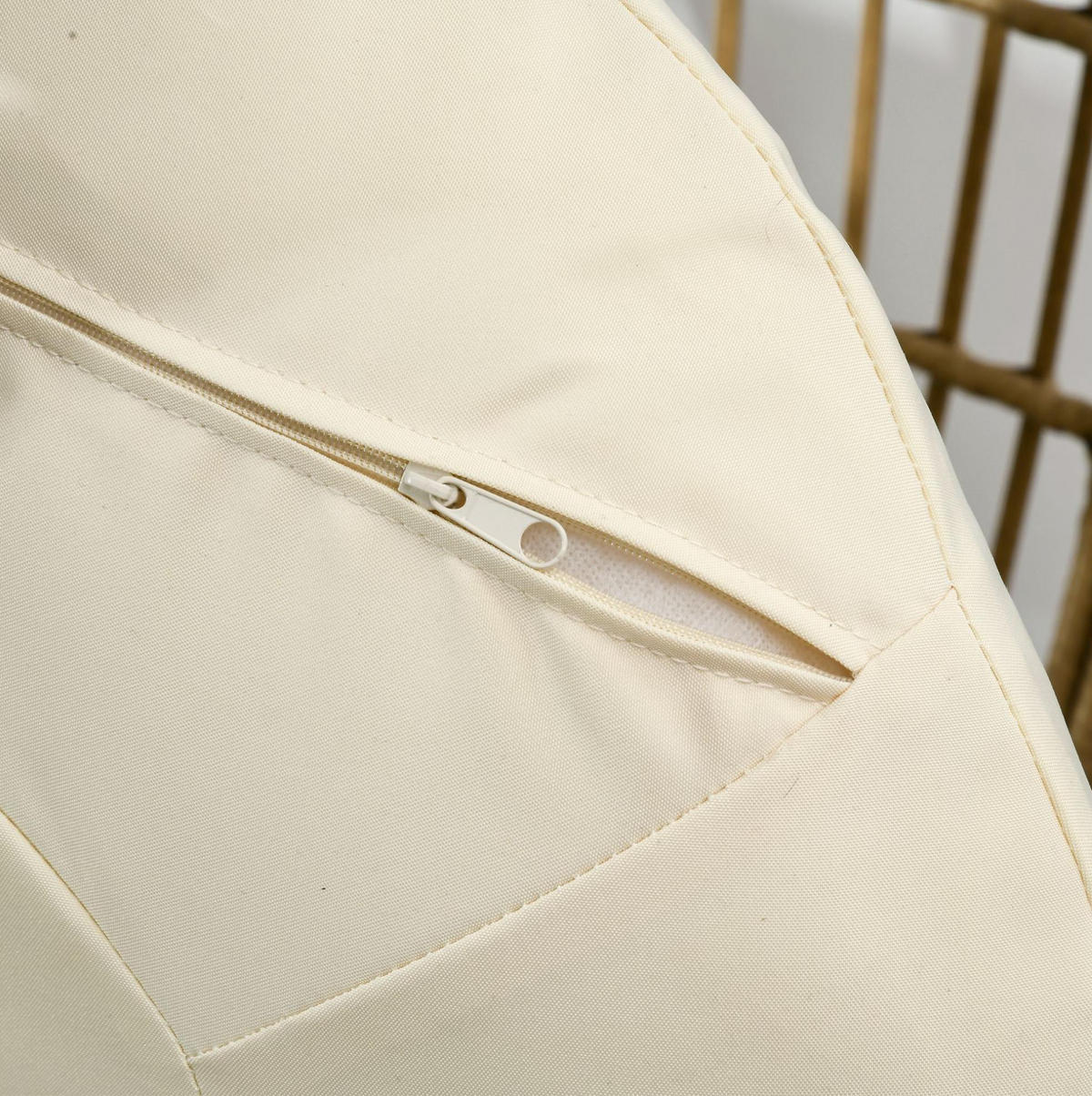 GARTENSESSEL 105/90/148 cm mit Sitz- und Rückenkissen, verstellbaren Füßen und Stahlgestell in Rattanoptik, Khaki - Beige, Metall (105/148/90cm) - Redom