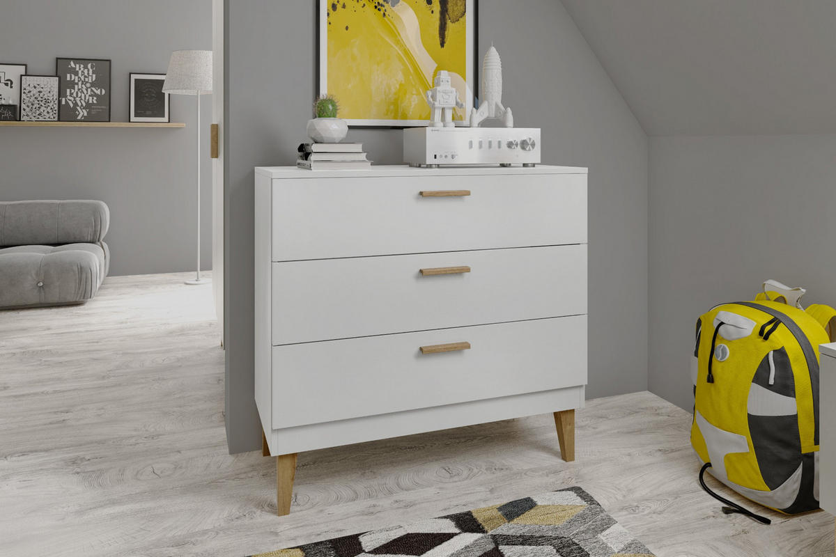 KOMMODE KUBI Weiß 100/90/47 - Weiß, Holzwerkstoff (100/90/47cm) - RAUMHIRSCH FURNITURE
