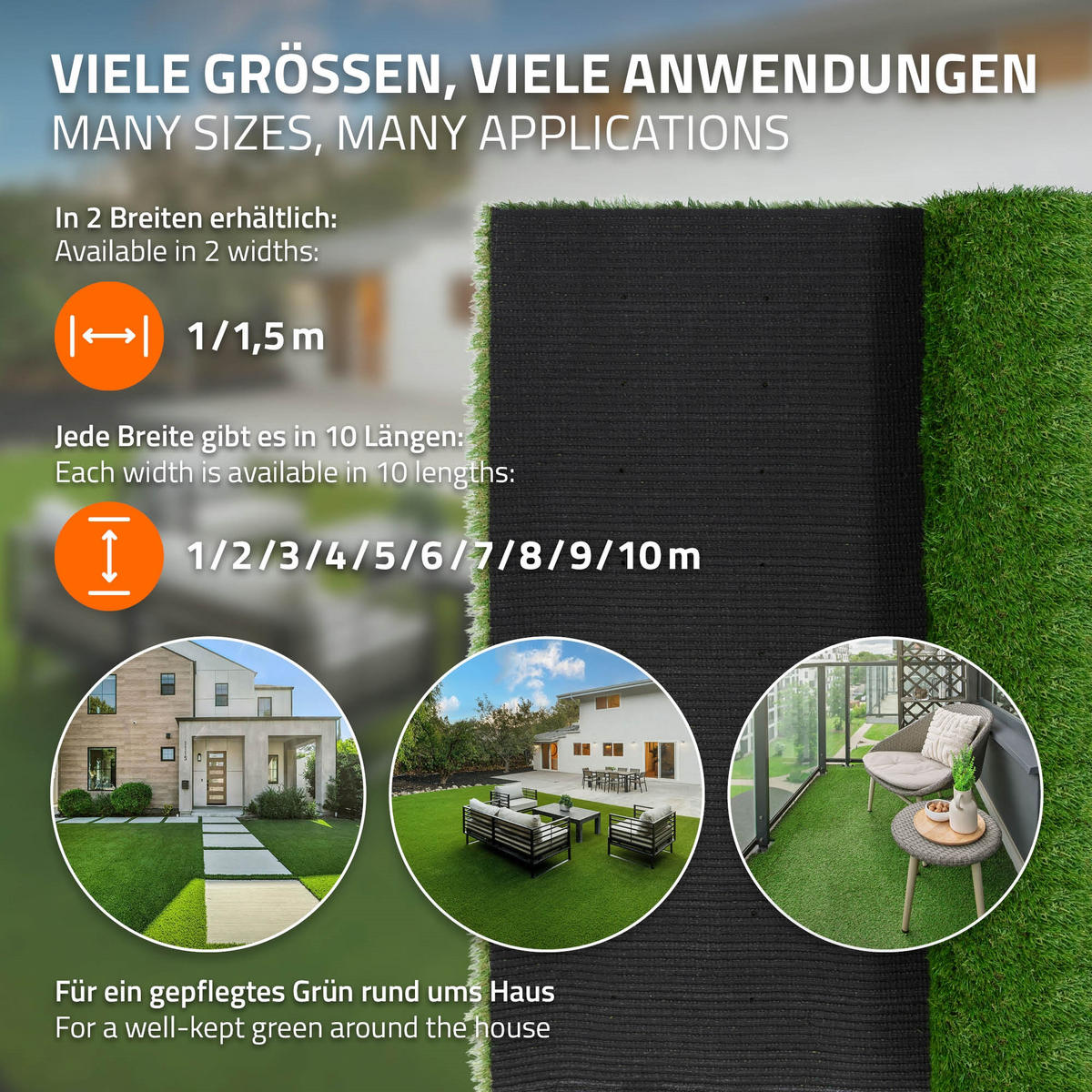 ROLE UMĚLÉHO TRÁVNÍKU 150x100 cm 1,5 m² zelená H:18 mm z plastu - zelená barva, plast (150/100cm) - ECD-Germany