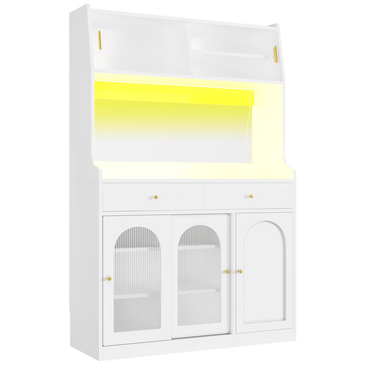 SKŘÍŇ na nádobí 120/40/180 cm bílá z MDF a dřevotřísky s LED osvětlením - bílá, kompozitní dřevo (120/180/40cm) - BEAOK