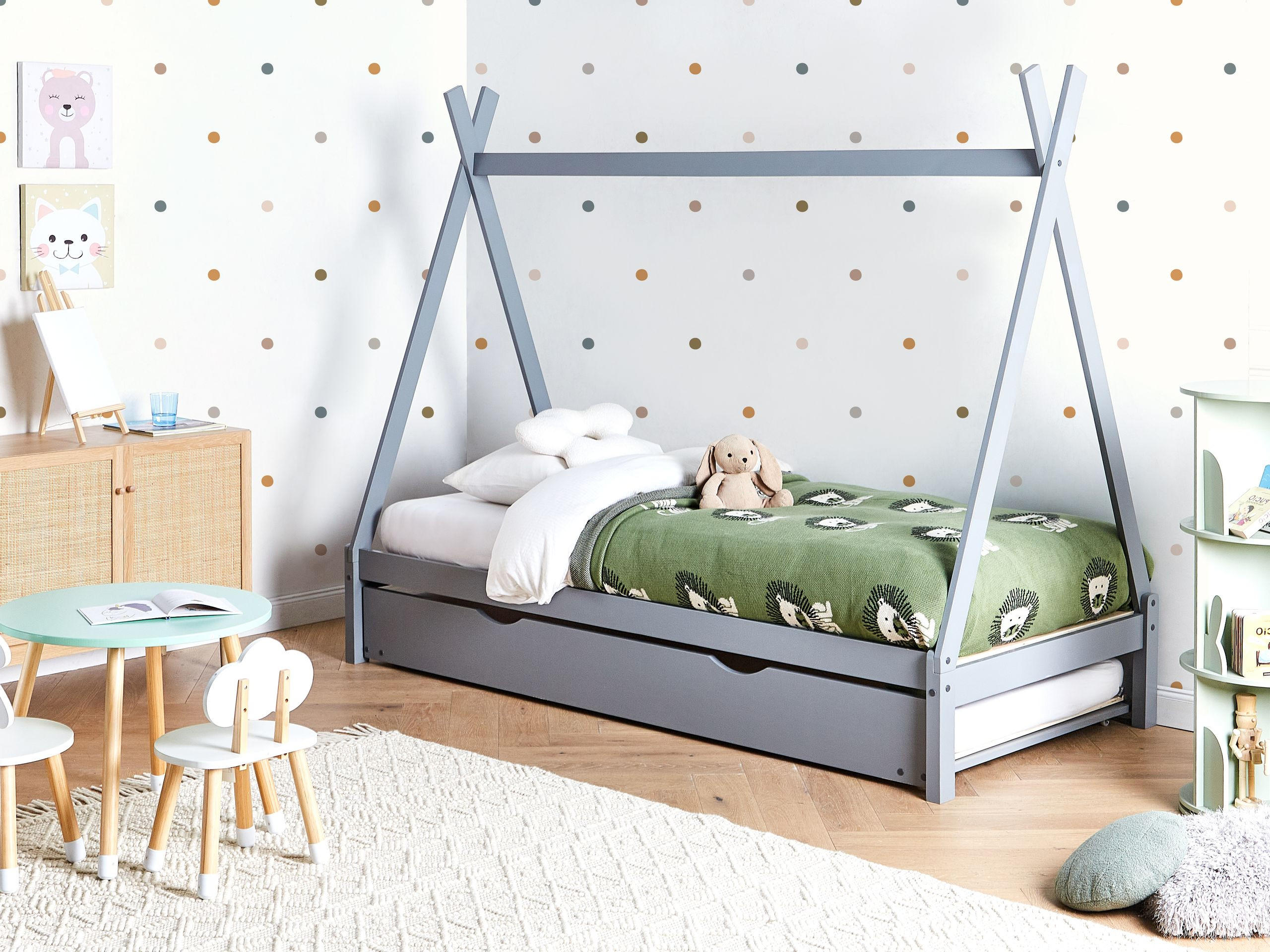 KINDERBETT 90x200 cm Grau Talmontiers - Grau, Holz (90/200cm) - Beliani