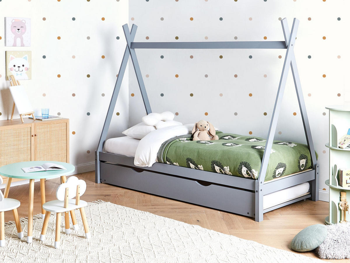 KINDERBETT 90x200 cm Grau Talmontiers - Grau, Holz (90/200cm) - Beliani