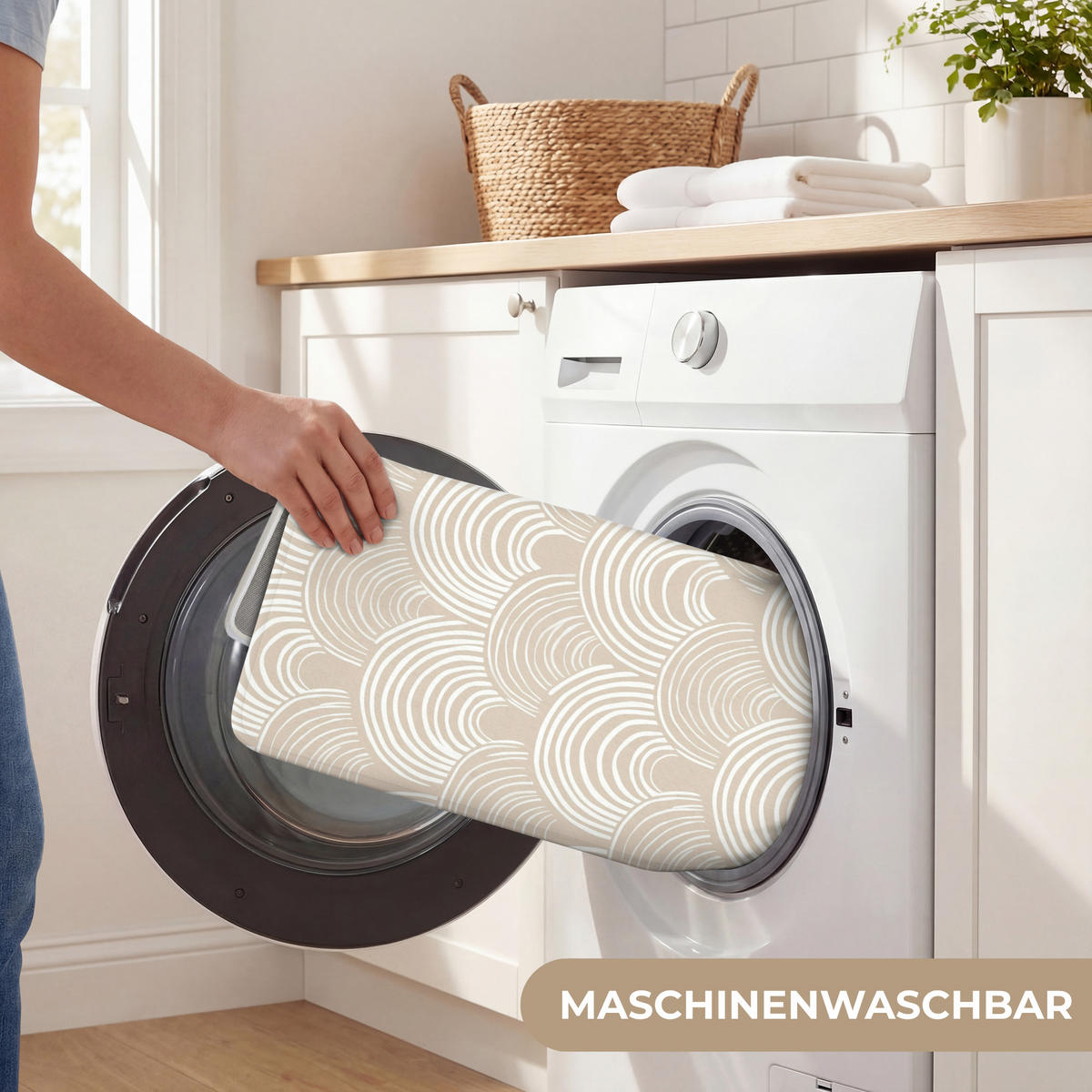 WC PŘEDLOŽKA Vlny - Textura - Béžová 50x80 cm - kašmírová, textil/plast (50/1cm) - OnlyWow